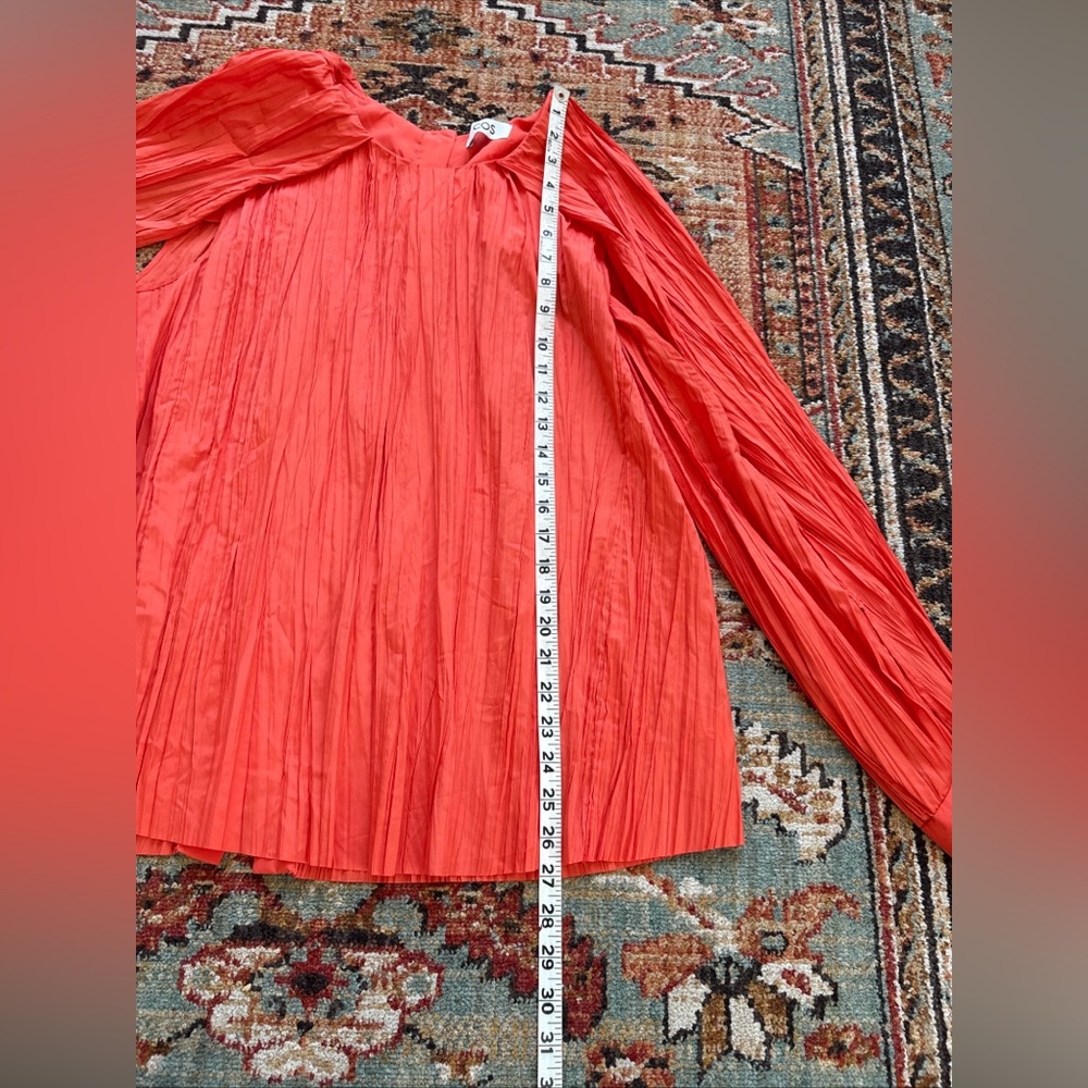 COS Women’s Pleated Long Sleeve Cape Style Open Sleeve Blouse Orange Size 44 L - Picture 9 of 9
